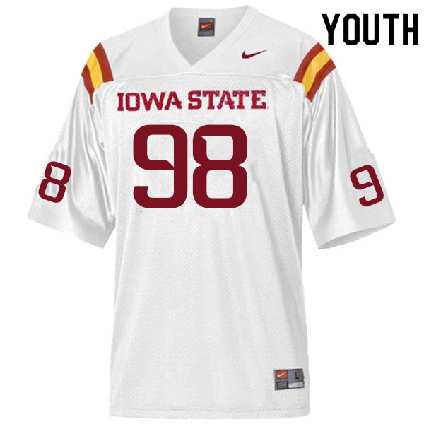 Iowa State Cyclones Youth #98 Seth Greiner Nike NCAA Authentic White College Stitched Football Jersey PP42B80BX